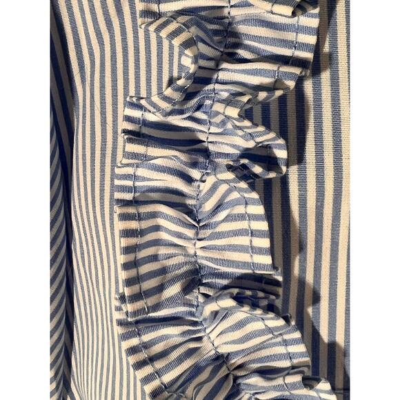 Kate Spade Dress Blue Stripe Ruffle Button Front Midi Fit Flare Coastal XXL - Picture 9 of 10